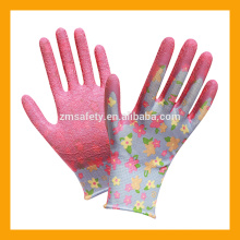 13Gauge Flower Print Polyester Liner Coated Cheap Latex Gloves Garden Flower Gloves